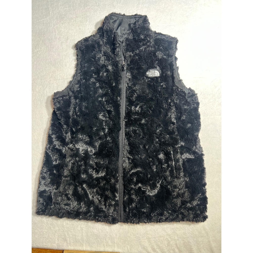 The North Face Reversible Mossbud Swirl Vest Black Quilted Oso Fleece Womens M